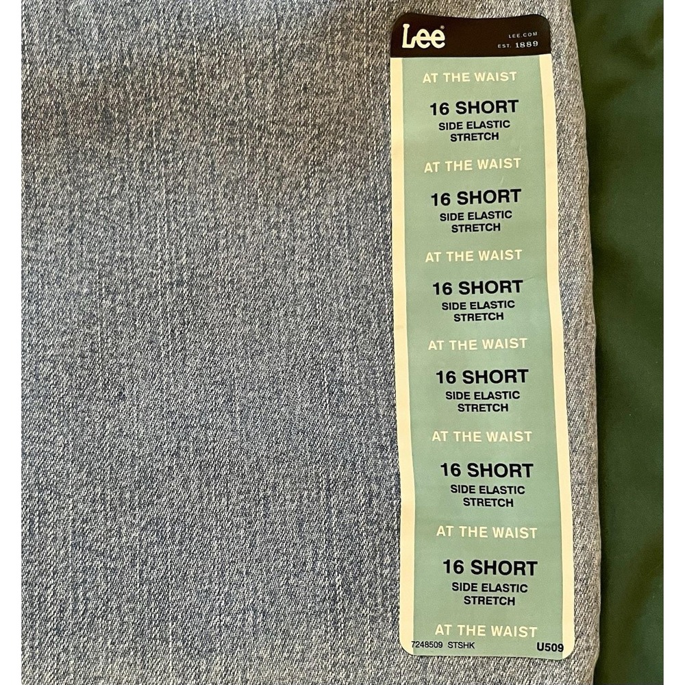 Lee Side Elastic Jeans Womens 16 Short Light Wash Stretch Tapered Leg Denim - Picture 12 of 16